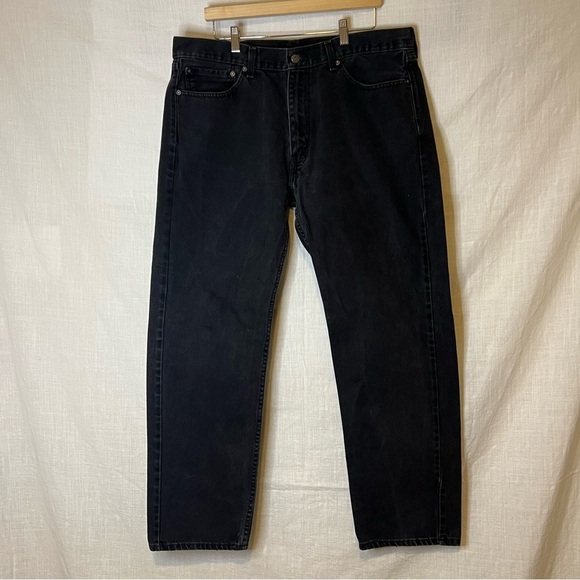 Levi’s 505 Jeans Men's 38x32 Black Denim Straight Leg Regular Grunge Ret… - Picture 1 of 5